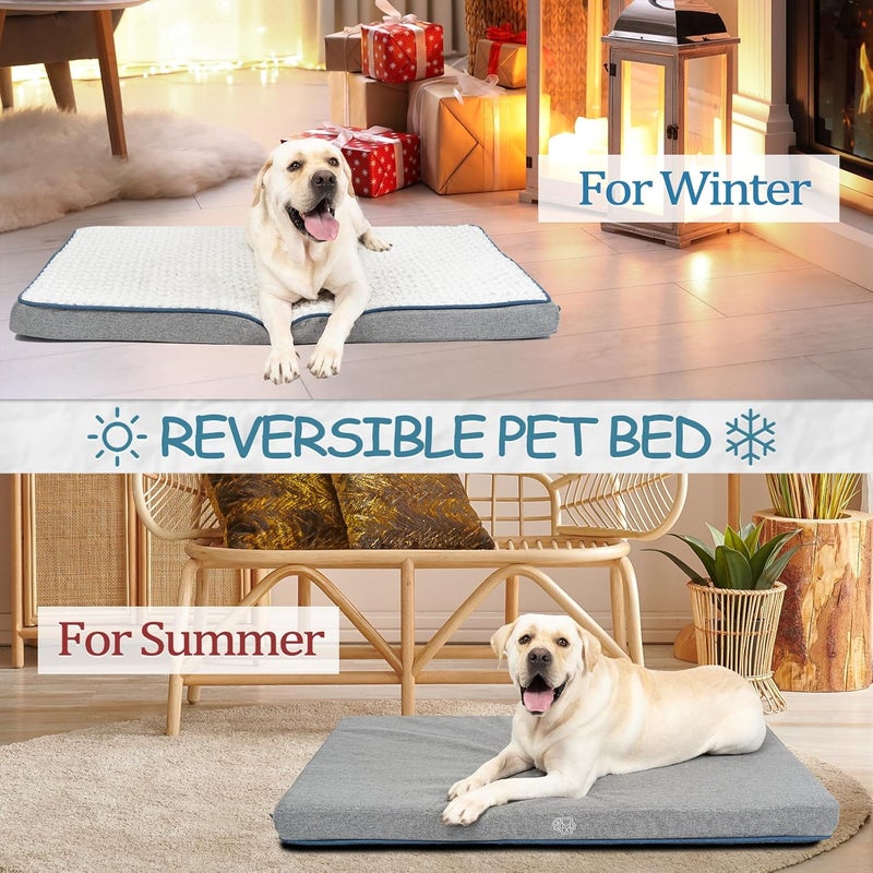 EMPSIGN Reversible Cool and Warm Dog Bed for Crate Pad, Pet Beds with Washable and Removable Cover, Dog Crate Beds Sleeping Mats, Beds for Dogs Crate for Large Medium Small Dogs, Grey - Image 3